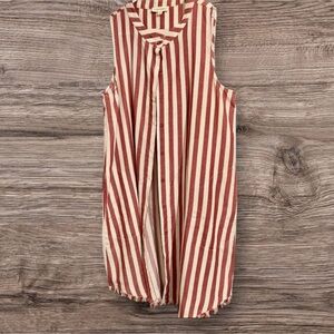 ee:some Red Stripe Sleeveless Button Front Tunic Dress M NWOT